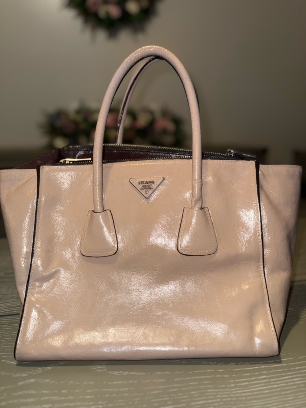 Prada Light Beige Leather Tote with Double Handles - Picture 8 of 17